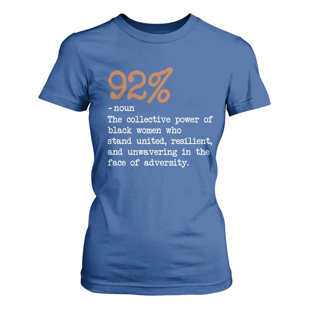 92 Percent Black Woman Power T Shirt For Women The 92% African American Melanin Girls - African Pride