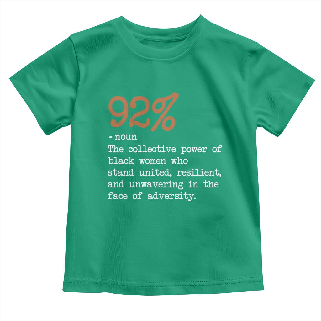 92 Percent Black Woman Power Toddler T Shirt The 92% African American Melanin Girls - African Pride