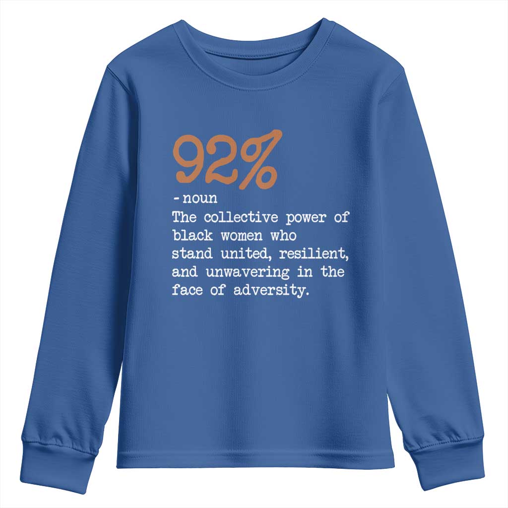 92 Percent Black Woman Power Youth Sweatshirt The 92% African American Melanin Girls - African Pride