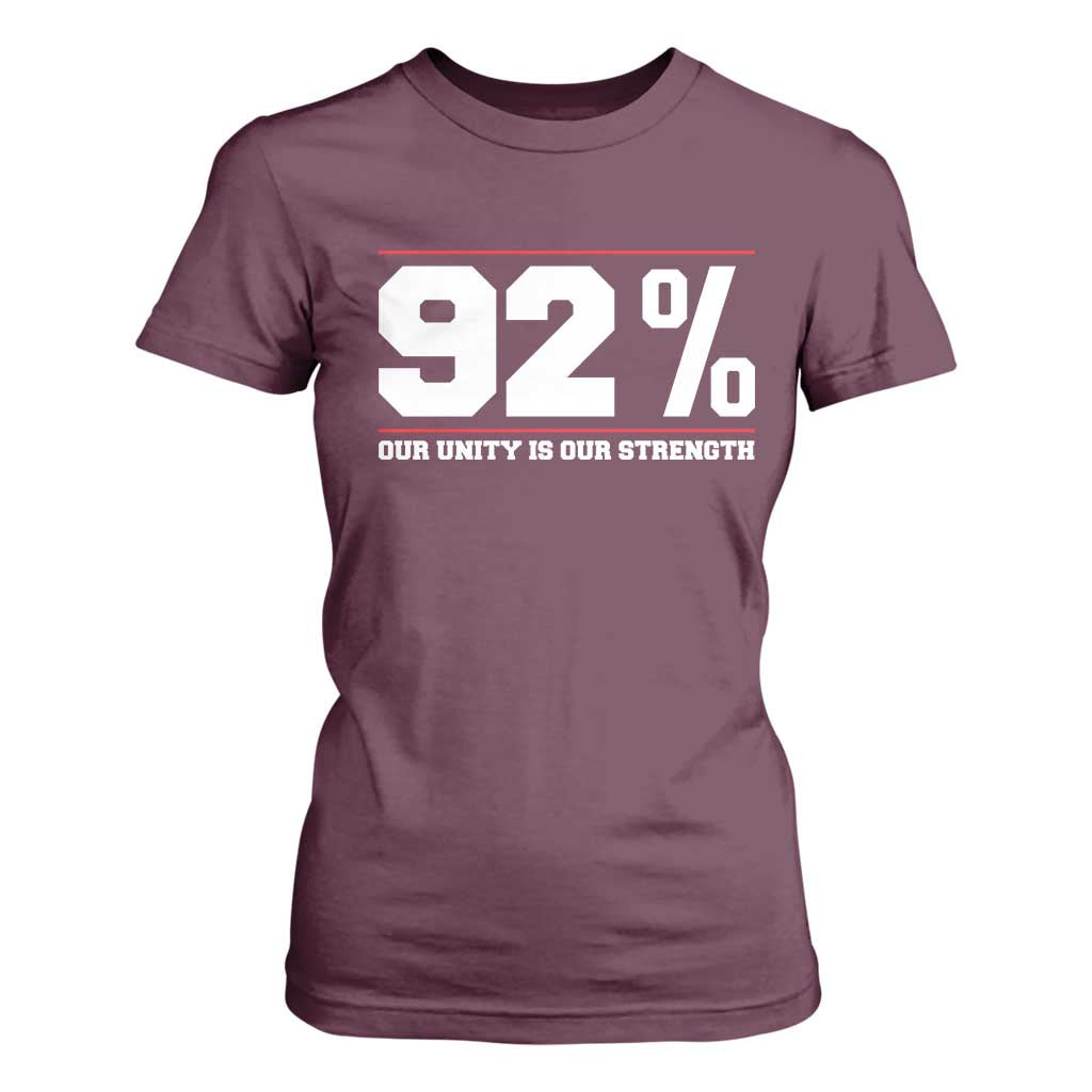 92 Percent Black Woman Power T Shirt For Women 92% Our Unity Is Our Strength - African Pride