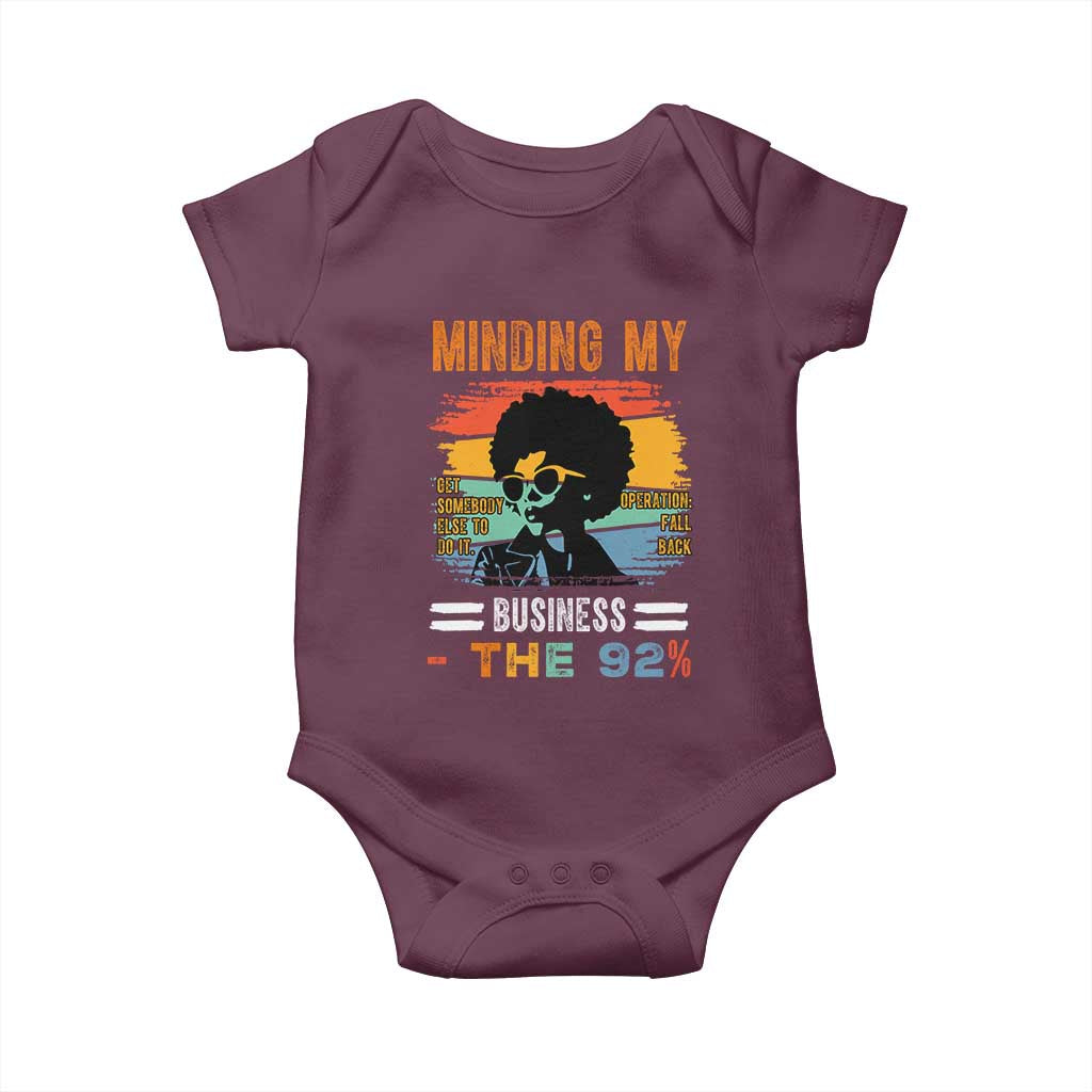 92 Percent Melanin African Women Baby Onesie Minding My Black Woman Business: The 92% - African Pride
