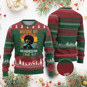 92 Percent Melanin African Women Knit Sweatshirt Minding My Black Woman Business: The 92% - African Pride
