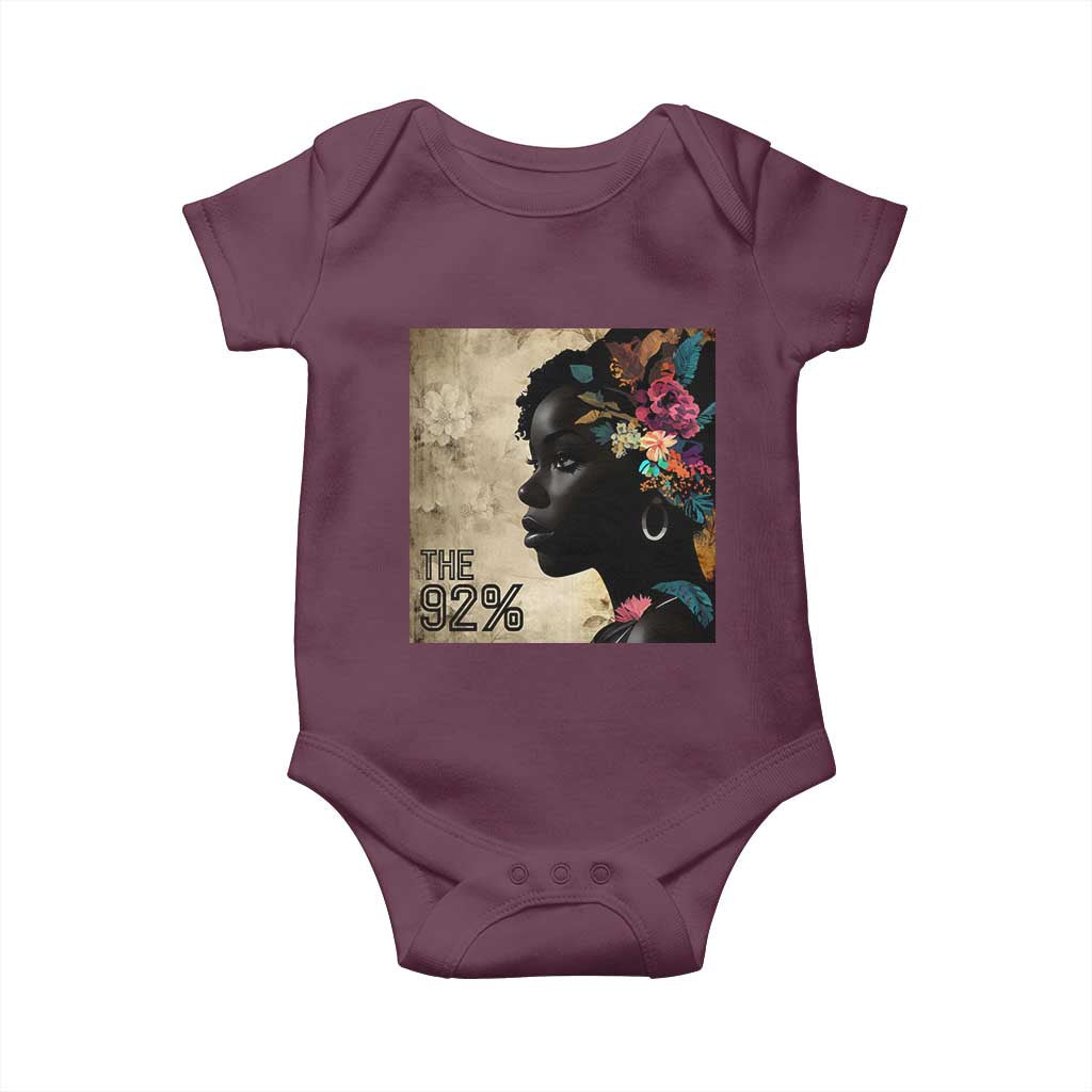 The 92% Black Women Power Baby Onesie 92 Percent Floral Melanin Girls - African Pride