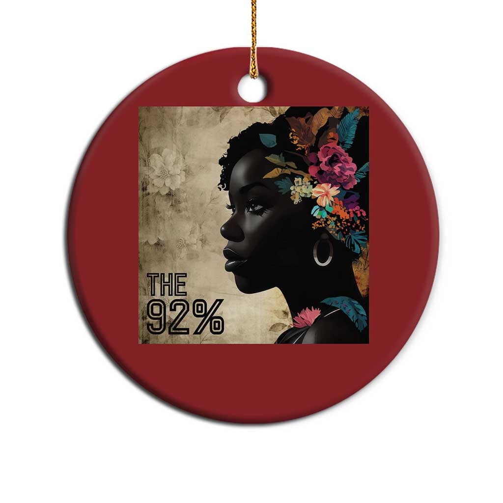 The 92% Black Women Power Christmas Ornament 92 Percent Floral Melanin Girls - African Pride