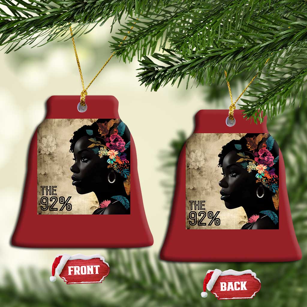 The 92% Black Women Power Christmas Ornament 92 Percent Floral Melanin Girls - African Pride