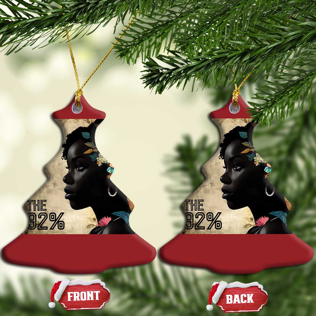The 92% Black Women Power Christmas Ornament 92 Percent Floral Melanin Girls - African Pride