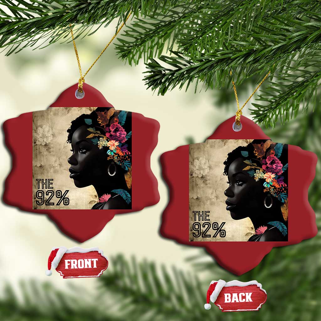 The 92% Black Women Power Christmas Ornament 92 Percent Floral Melanin Girls - African Pride