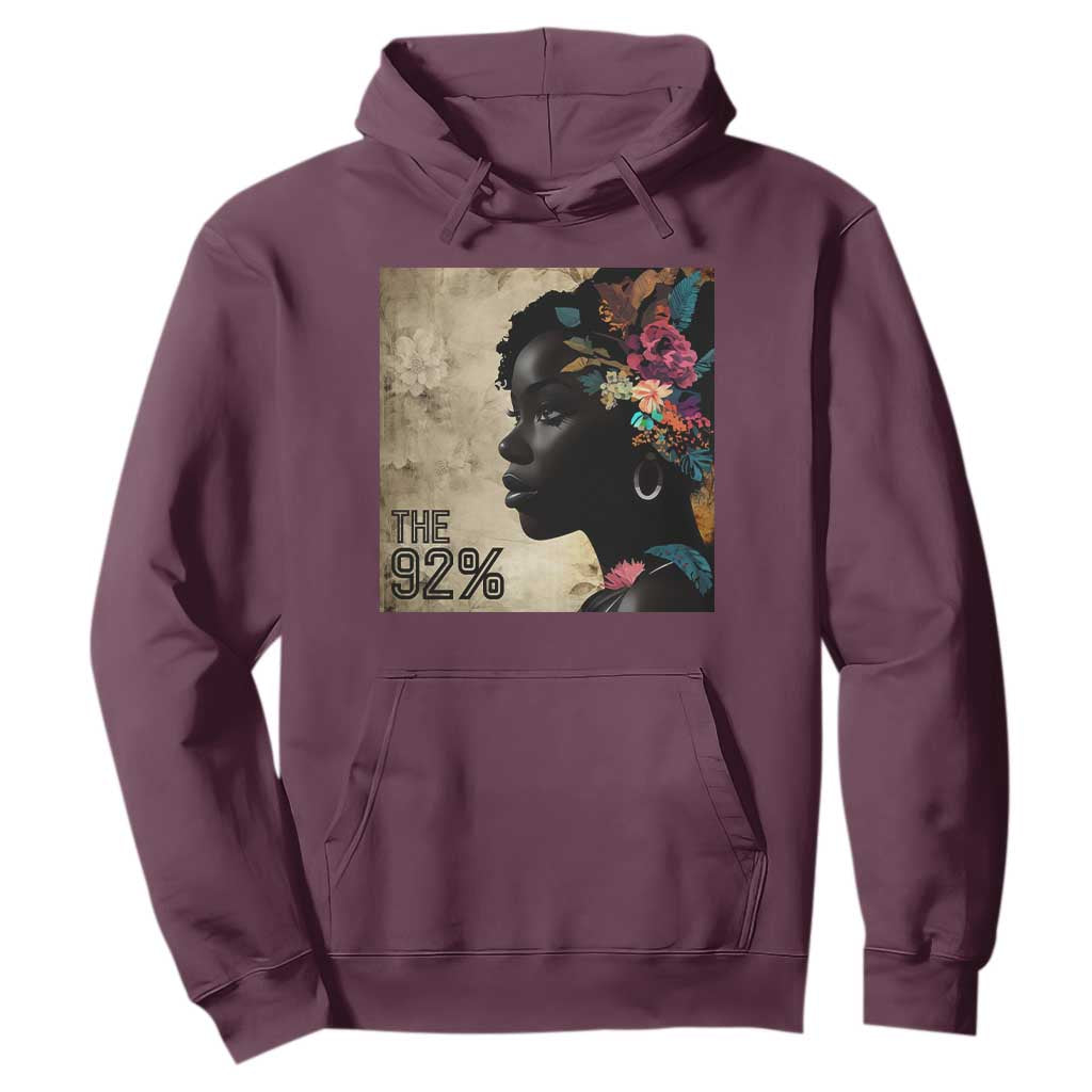 The 92% Black Women Power Hoodie 92 Percent Floral Melanin Girls - African Pride