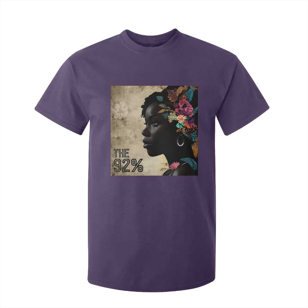 The 92% Black Women Power T Shirt For Kid 92 Percent Floral Melanin Girls - African Pride
