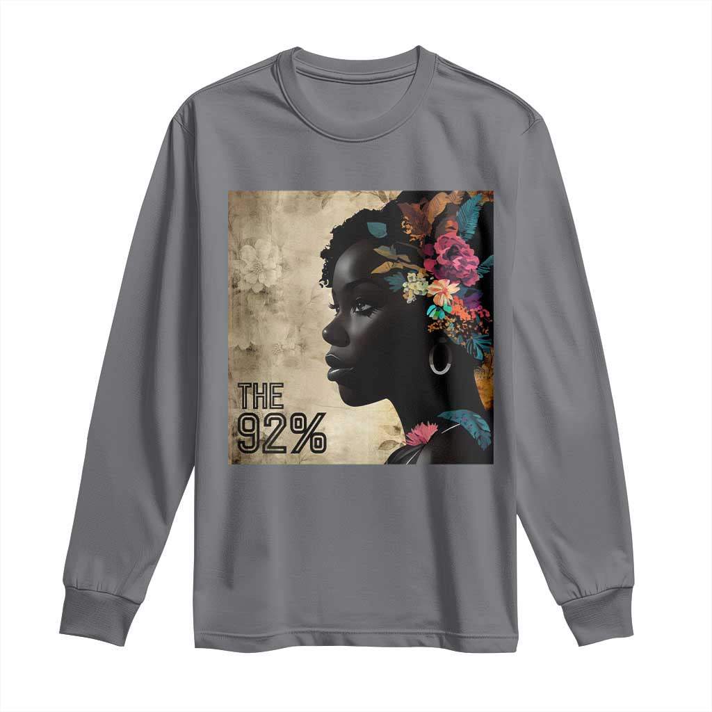 The 92% Black Women Power Long Sleeve Shirt 92 Percent Floral Melanin Girls - African Pride
