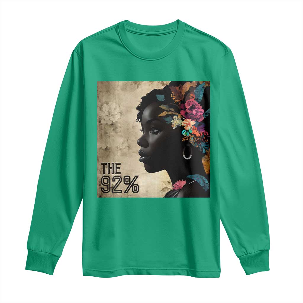 The 92% Black Women Power Long Sleeve Shirt 92 Percent Floral Melanin Girls - African Pride