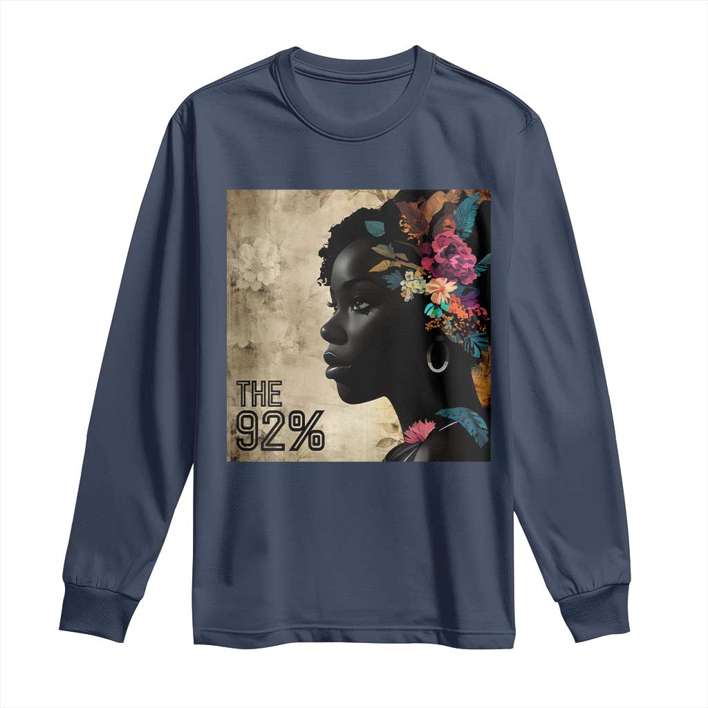 The 92% Black Women Power Long Sleeve Shirt 92 Percent Floral Melanin Girls - African Pride