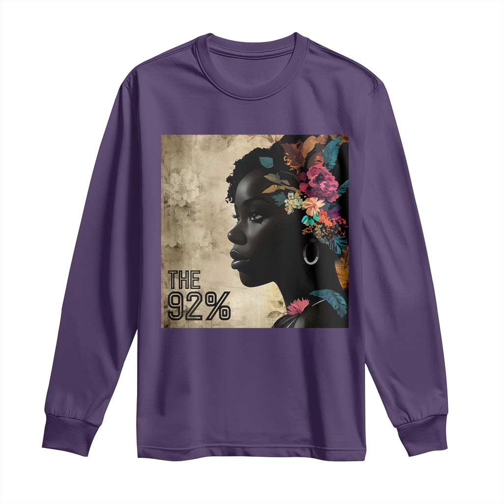 The 92% Black Women Power Long Sleeve Shirt 92 Percent Floral Melanin Girls - African Pride