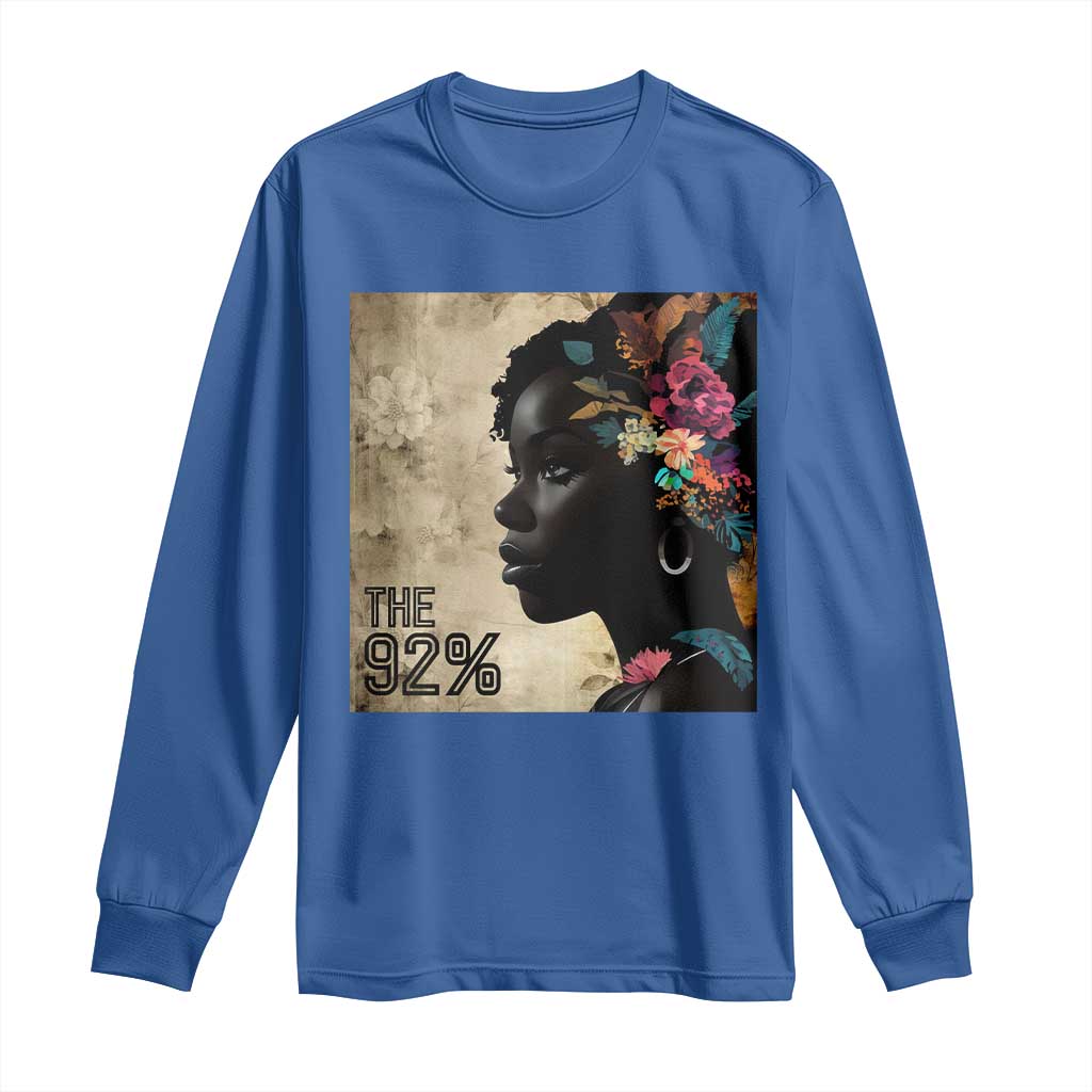 The 92% Black Women Power Long Sleeve Shirt 92 Percent Floral Melanin Girls - African Pride