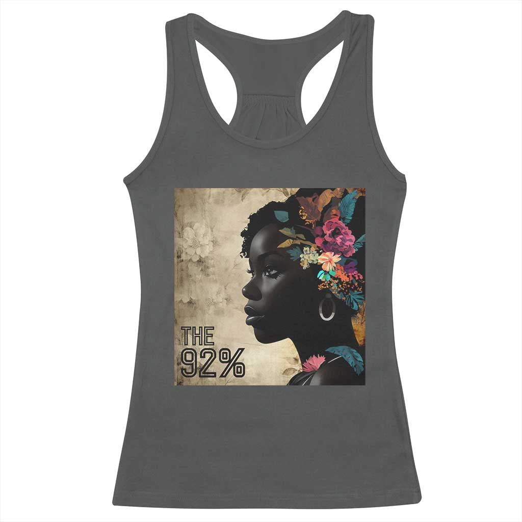The 92% Black Women Power Racerback Tank Top 92 Percent Floral Melanin Girls - African Pride