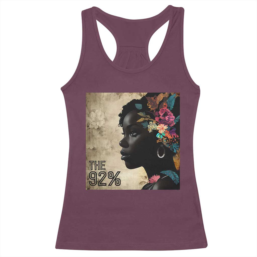 The 92% Black Women Power Racerback Tank Top 92 Percent Floral Melanin Girls - African Pride