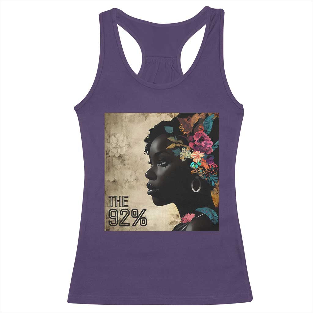 The 92% Black Women Power Racerback Tank Top 92 Percent Floral Melanin Girls - African Pride