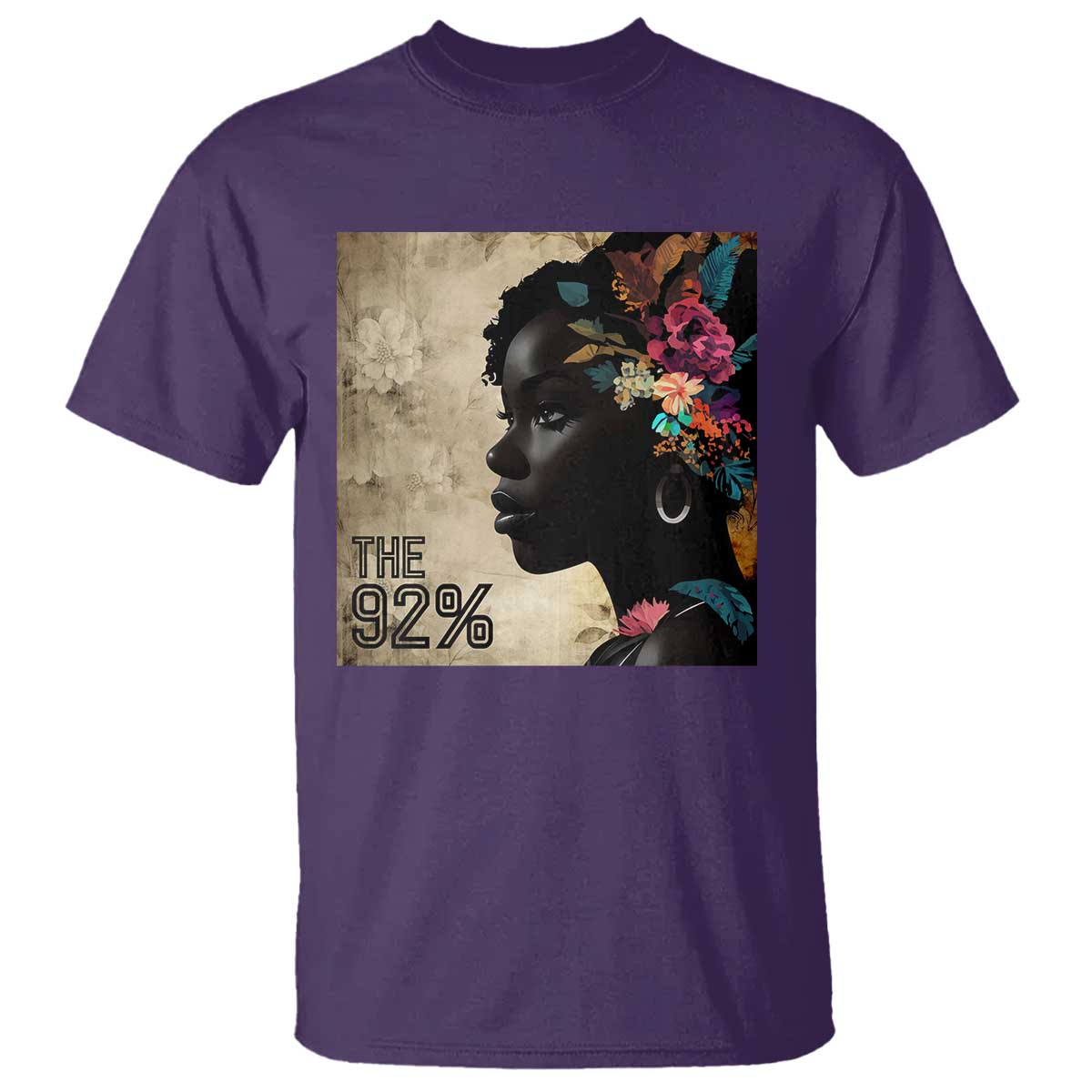 The 92% Black Women Power T Shirt 92 Percent Floral Melanin Girls - African Pride