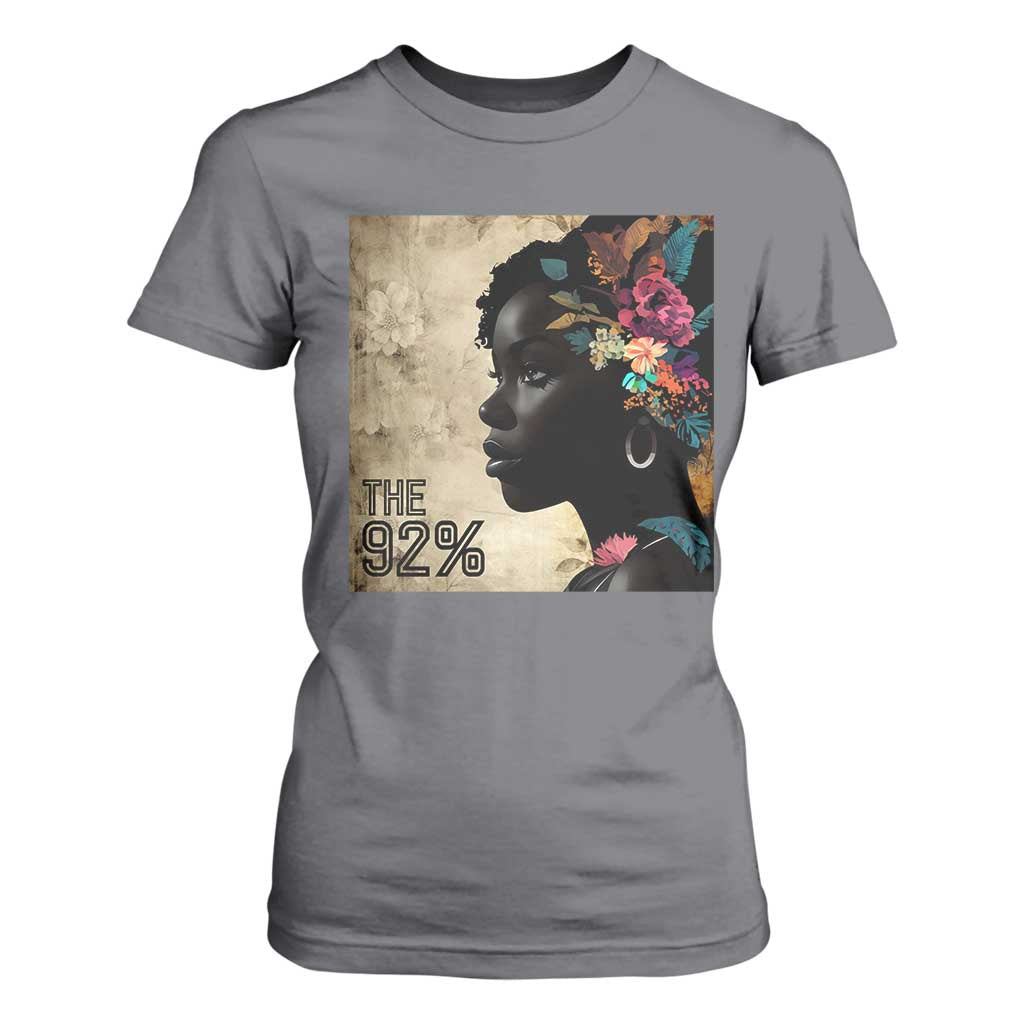 The 92% Black Women Power T Shirt For Women 92 Percent Floral Melanin Girls - African Pride
