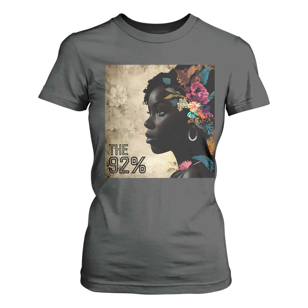 The 92% Black Women Power T Shirt For Women 92 Percent Floral Melanin Girls - African Pride