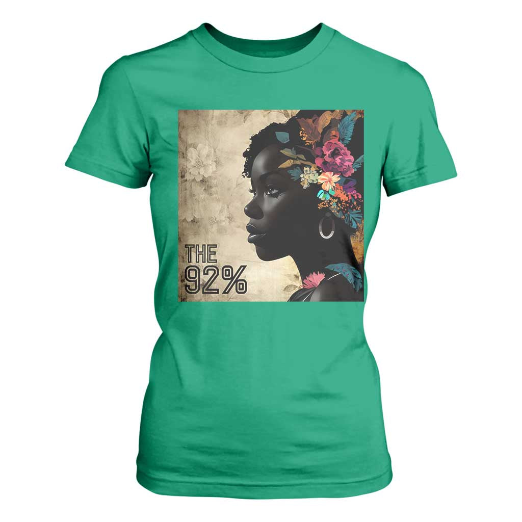 The 92% Black Women Power T Shirt For Women 92 Percent Floral Melanin Girls - African Pride