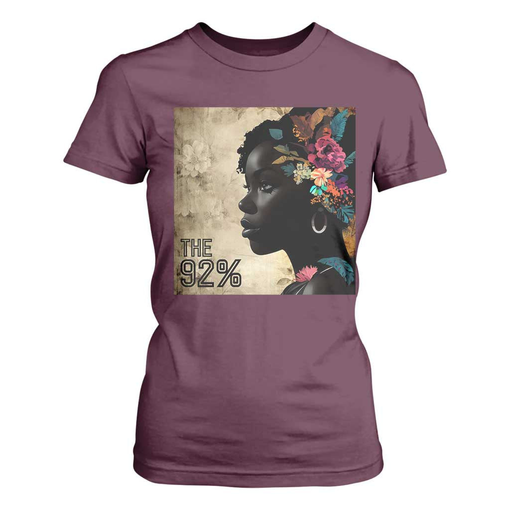 The 92% Black Women Power T Shirt For Women 92 Percent Floral Melanin Girls - African Pride
