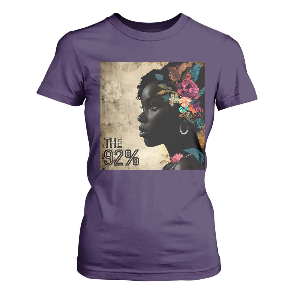 The 92% Black Women Power T Shirt For Women 92 Percent Floral Melanin Girls - African Pride