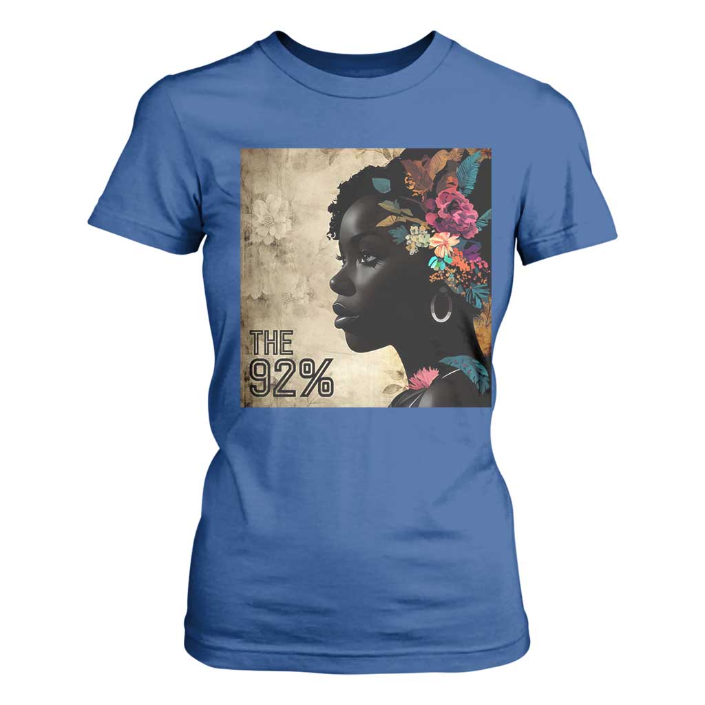 The 92% Black Women Power T Shirt For Women 92 Percent Floral Melanin Girls - African Pride