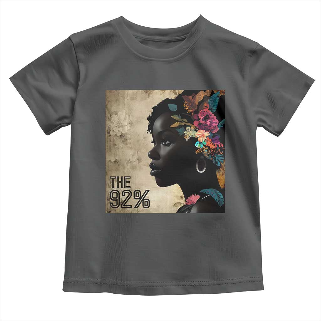 The 92% Black Women Power Toddler T Shirt 92 Percent Floral Melanin Girls - African Pride