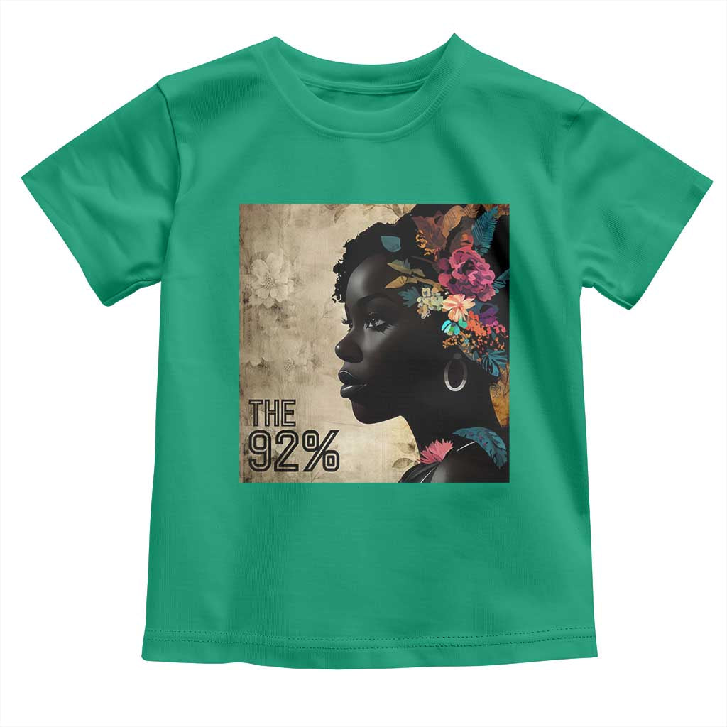The 92% Black Women Power Toddler T Shirt 92 Percent Floral Melanin Girls - African Pride