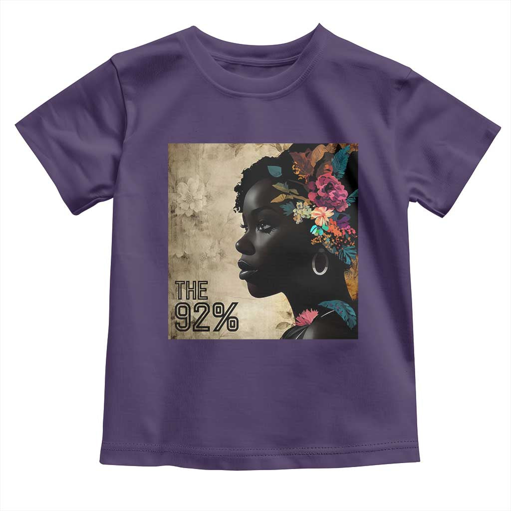 The 92% Black Women Power Toddler T Shirt 92 Percent Floral Melanin Girls - African Pride