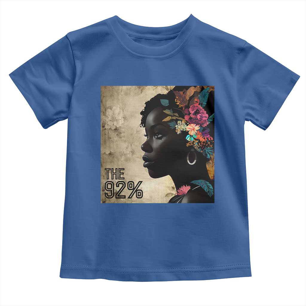 The 92% Black Women Power Toddler T Shirt 92 Percent Floral Melanin Girls - African Pride
