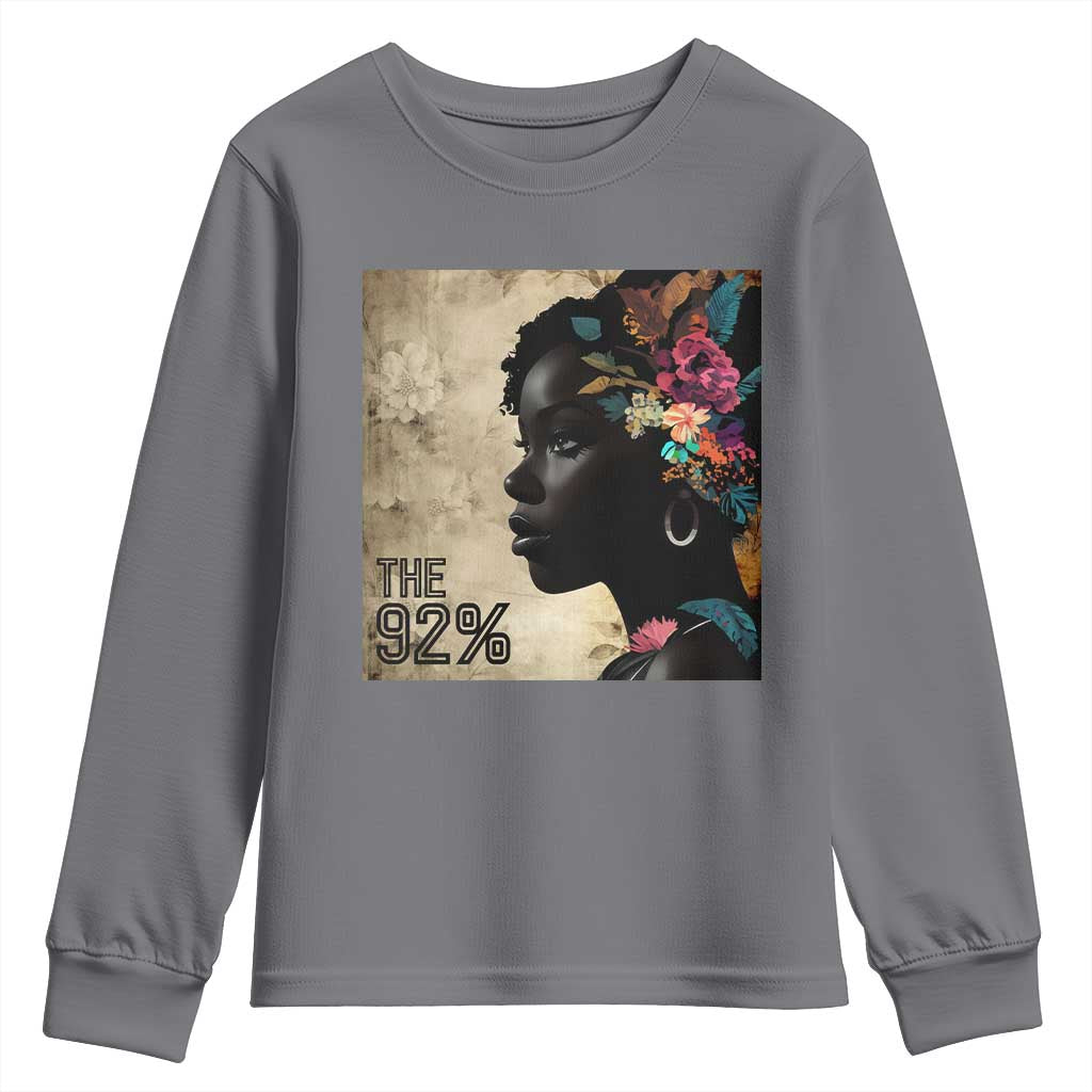 The 92% Black Women Power Youth Sweatshirt 92 Percent Floral Melanin Girls - African Pride