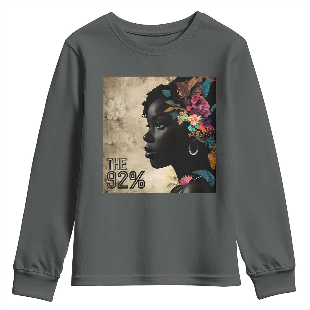 The 92% Black Women Power Youth Sweatshirt 92 Percent Floral Melanin Girls - African Pride