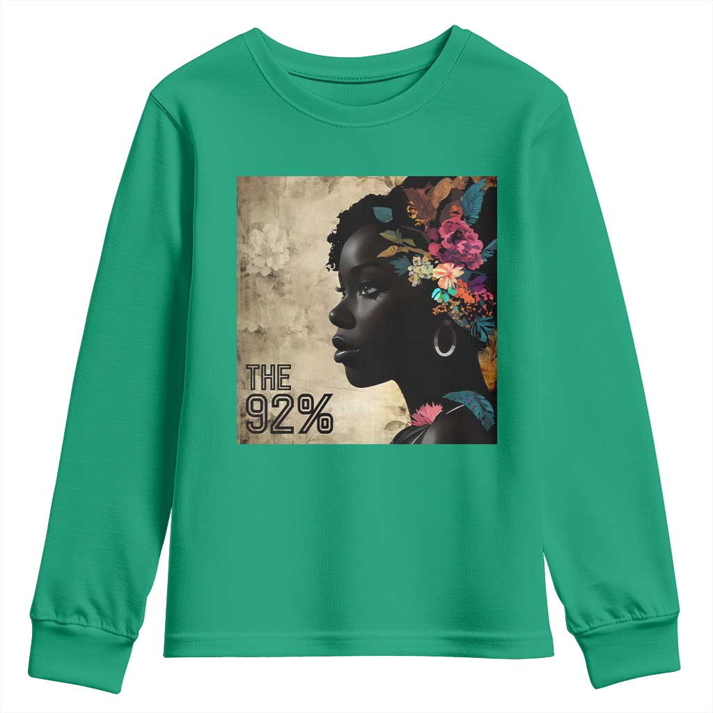 The 92% Black Women Power Youth Sweatshirt 92 Percent Floral Melanin Girls - African Pride
