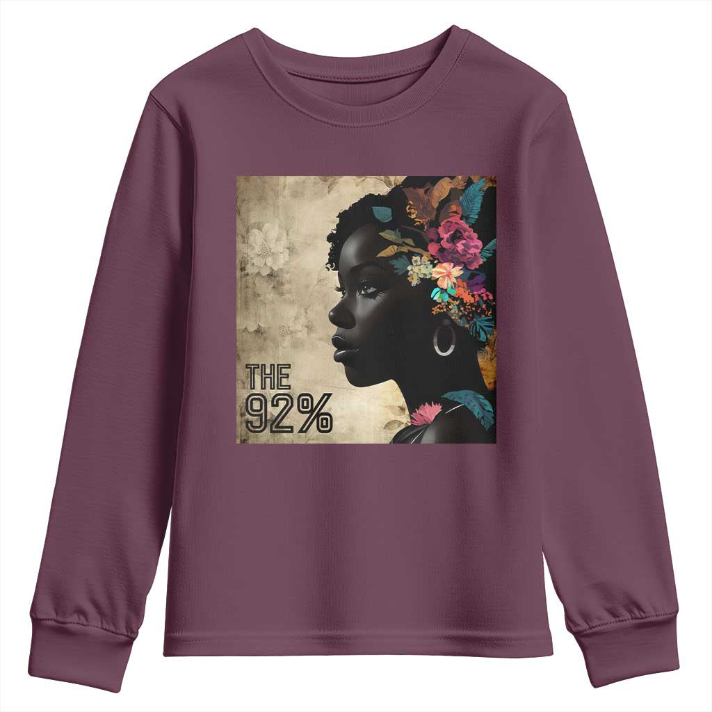 The 92% Black Women Power Youth Sweatshirt 92 Percent Floral Melanin Girls - African Pride