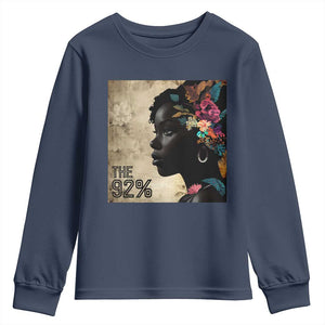 The 92% Black Women Power Youth Sweatshirt 92 Percent Floral Melanin Girls - African Pride