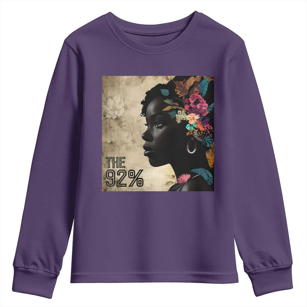 The 92% Black Women Power Youth Sweatshirt 92 Percent Floral Melanin Girls - African Pride