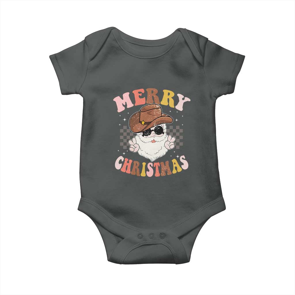 Christmas Cowboy Baby Onesie Vintage 90s Western Groovy Santa Claus Xmas Vibes - African Pride