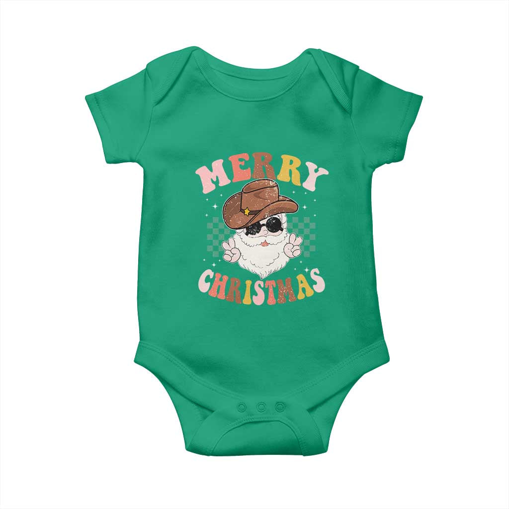 Christmas Cowboy Baby Onesie Vintage 90s Western Groovy Santa Claus Xmas Vibes - African Pride