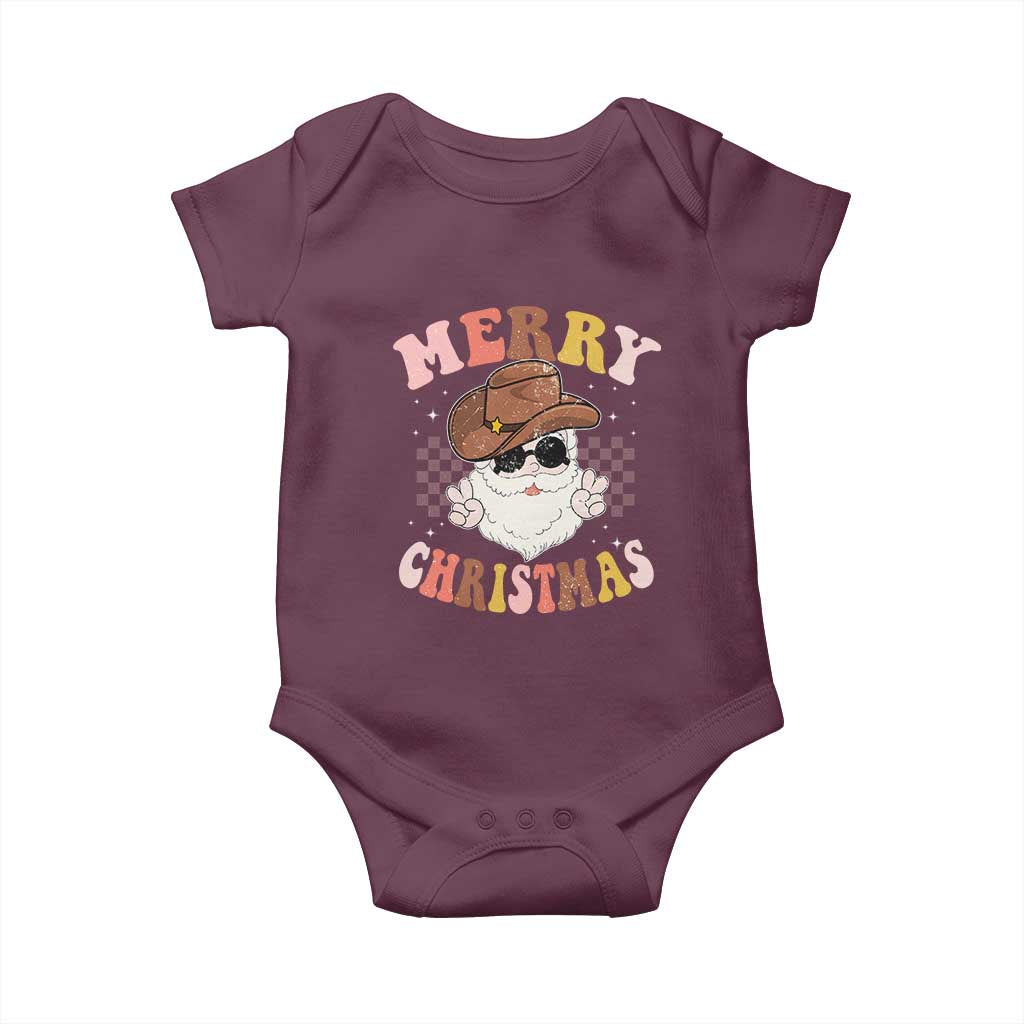 Christmas Cowboy Baby Onesie Vintage 90s Western Groovy Santa Claus Xmas Vibes - African Pride