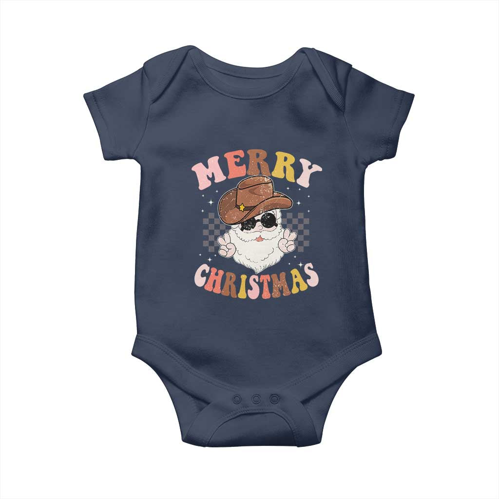 Christmas Cowboy Baby Onesie Vintage 90s Western Groovy Santa Claus Xmas Vibes - African Pride