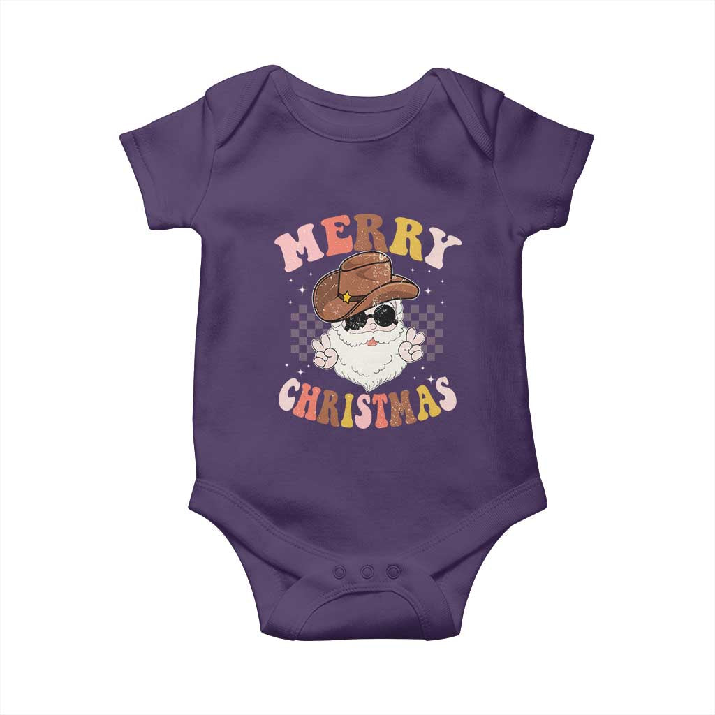 Christmas Cowboy Baby Onesie Vintage 90s Western Groovy Santa Claus Xmas Vibes - African Pride