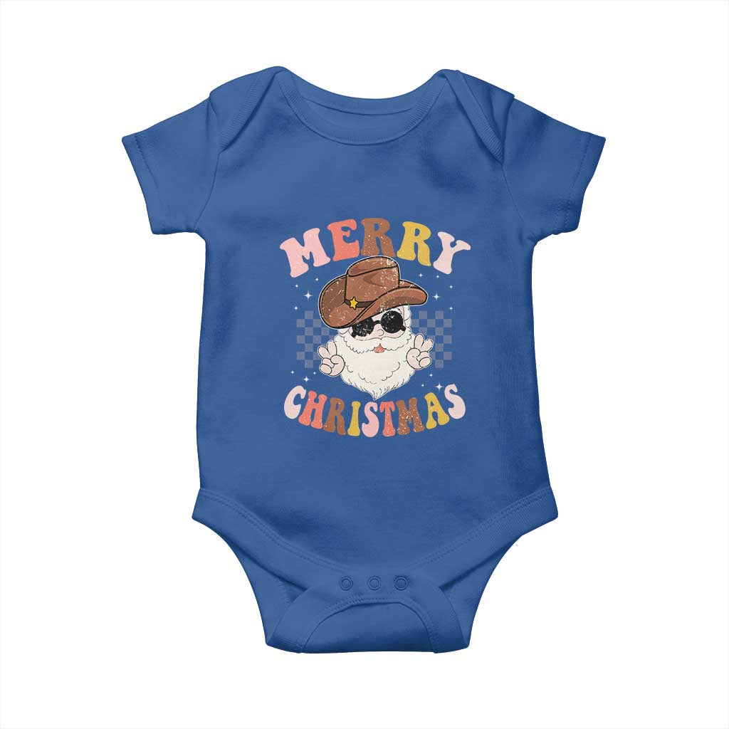 Christmas Cowboy Baby Onesie Vintage 90s Western Groovy Santa Claus Xmas Vibes - African Pride