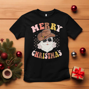 Christmas Cowboy T Shirt Vintage 90s Western Groovy Santa Claus Xmas Vibes - African Pride