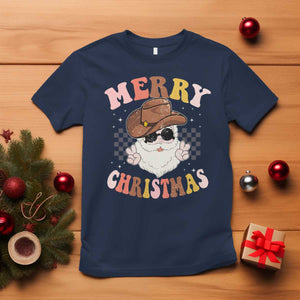 Christmas Cowboy T Shirt Vintage 90s Western Groovy Santa Claus Xmas Vibes - African Pride