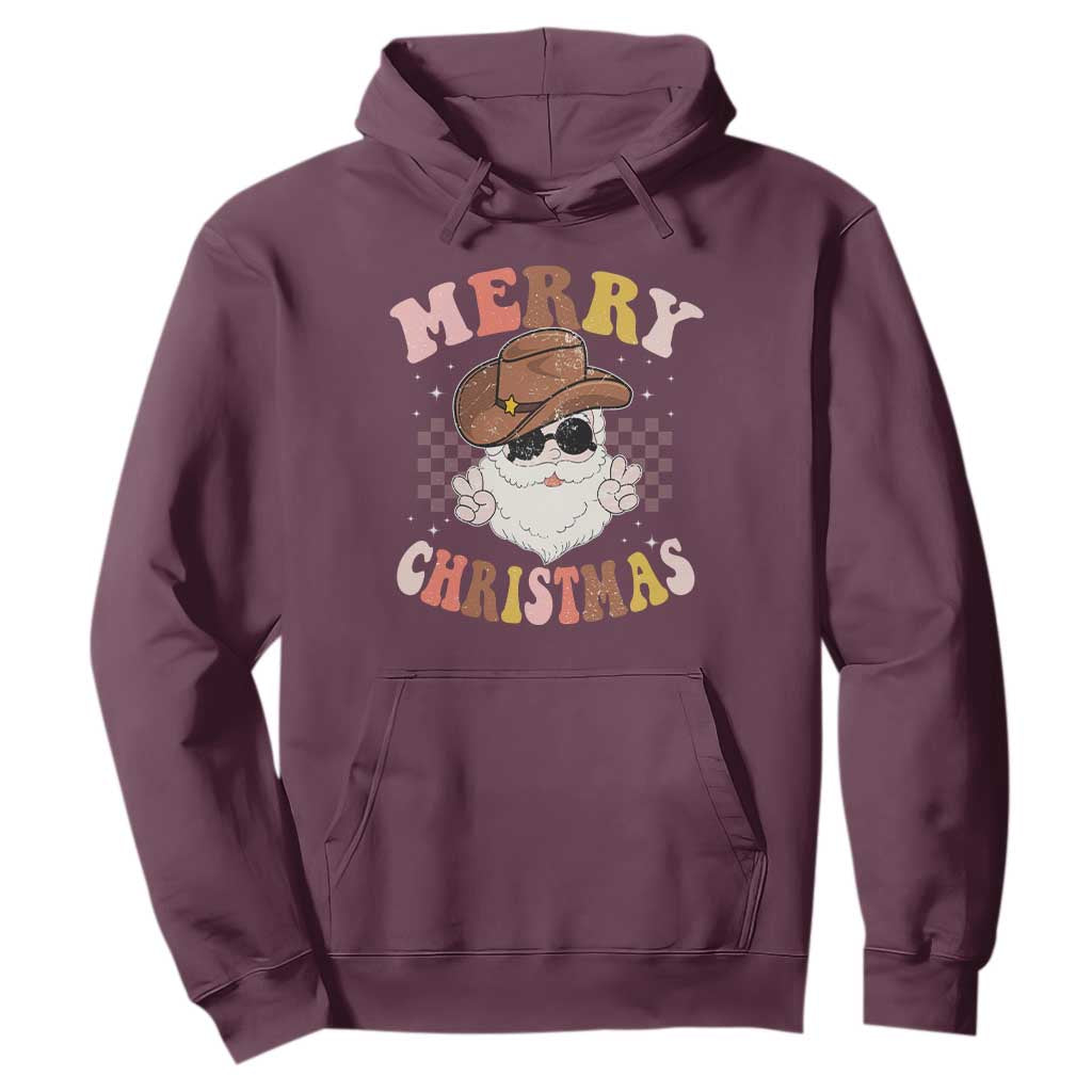 Christmas Cowboy Hoodie Vintage 90s Western Groovy Santa Claus Xmas Vibes - African Pride
