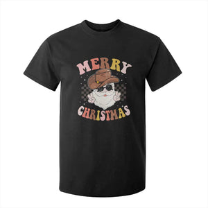 Christmas Cowboy T Shirt For Kid Vintage 90s Western Groovy Santa Claus Xmas Vibes - African Pride