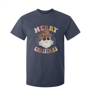 Christmas Cowboy T Shirt For Kid Vintage 90s Western Groovy Santa Claus Xmas Vibes - African Pride