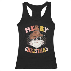 Christmas Cowboy Racerback Tank Top Vintage 90s Western Groovy Santa Claus Xmas Vibes - African Pride